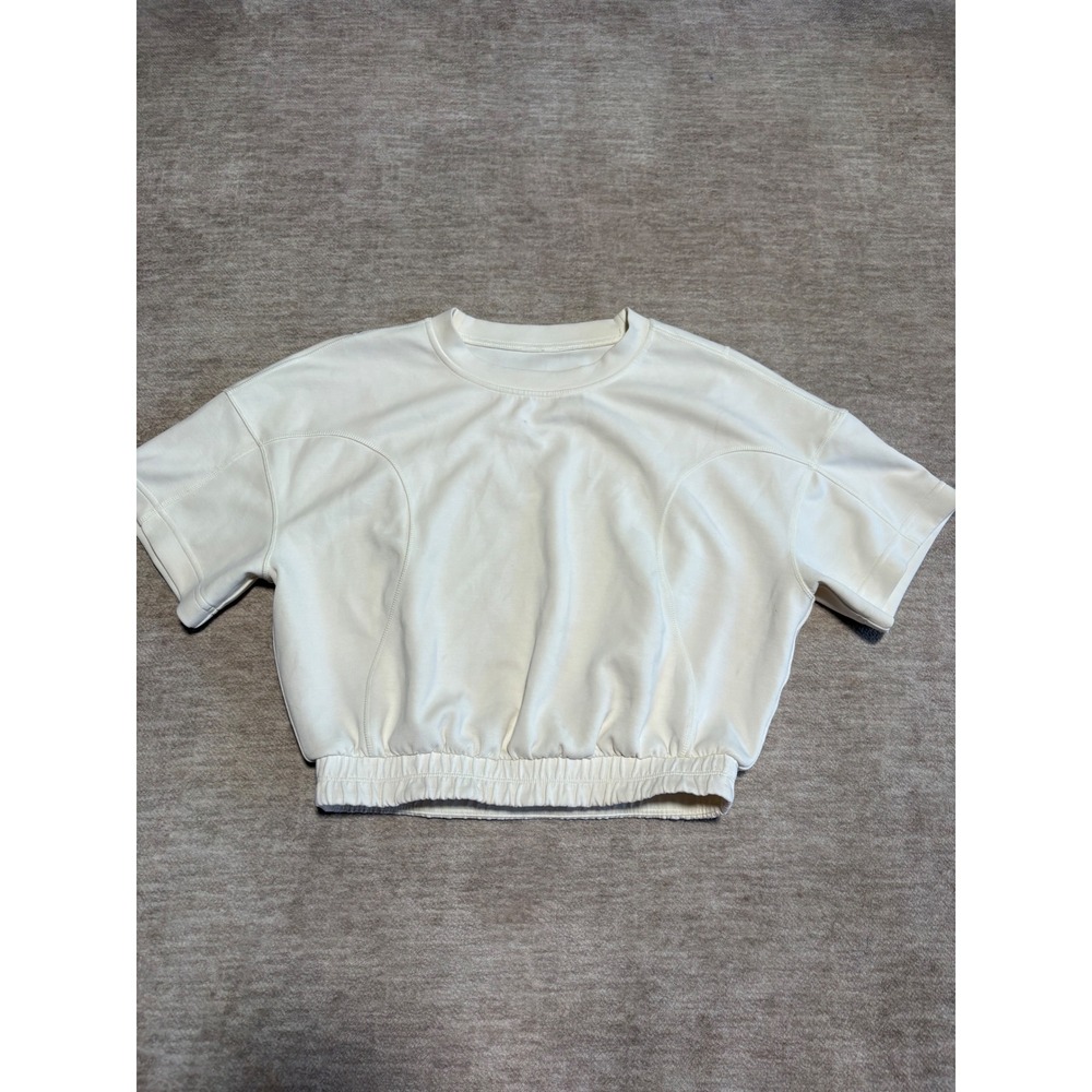 Lululemon Softstreme Gathered Hem T-Shirt Ivory Off White Short Sleeve Crop Top